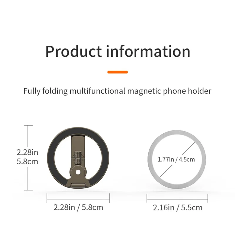 Multi-functional Magnetic Phone Stand Compatible with MagSafe 360 Degree Rotation Foldable Phone Holder with 1 / 4 Screw Hole - Black
