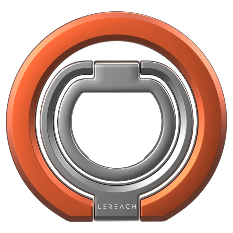 LEREACH LRFP-04 Magnetic Phone Ring Stand Triple Ring Rotation Phone Holder Grip - Orange