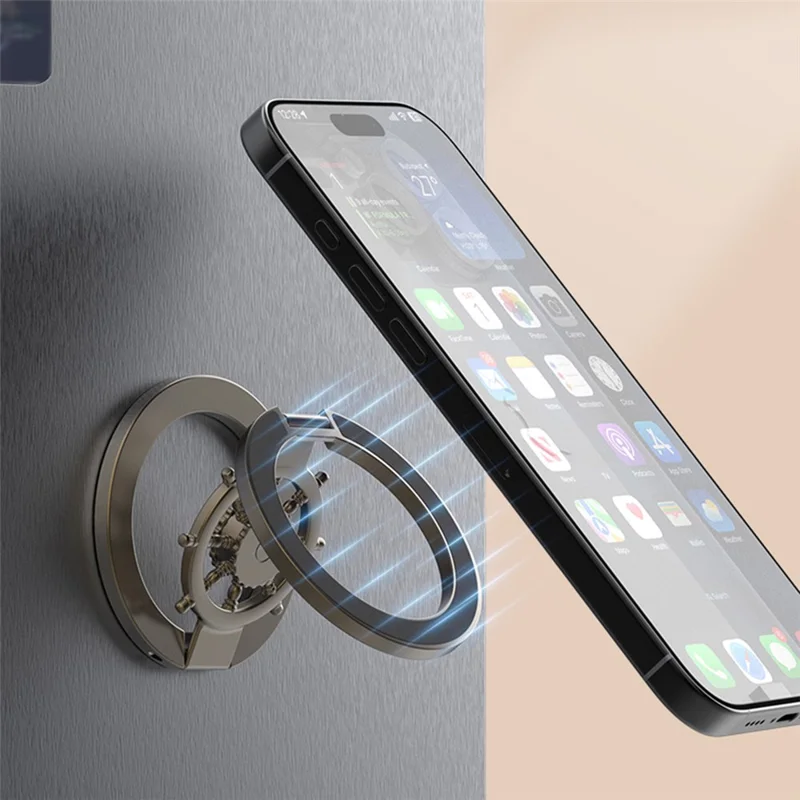Soporte de Anillo Magnético Giratorio para Teléfono, Soporte de Escritorio de Aleación de Zinc Compatible con MagSafe - Anti-deslumbrante