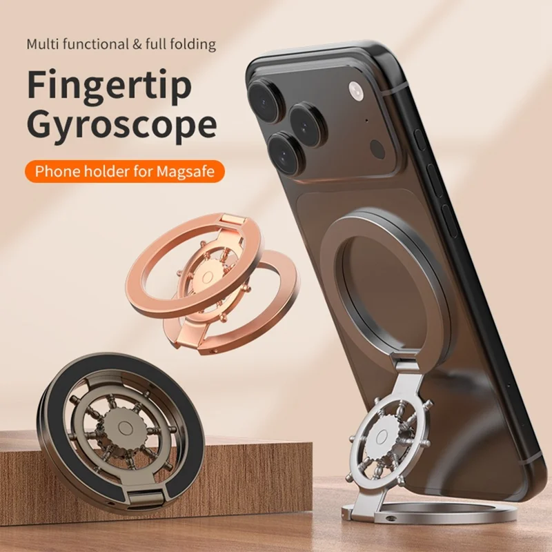 Soporte de Anillo Magnético Giratorio para Teléfono, Soporte de Escritorio de Aleación de Zinc Compatible con MagSafe - Anti-deslumbrante