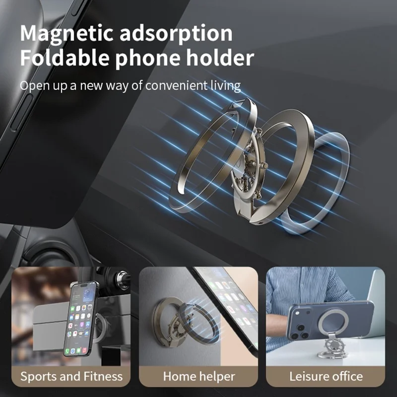 Soporte de Anillo Magnético Giratorio para Teléfono, Soporte de Escritorio de Aleación de Zinc Compatible con MagSafe - Anti-deslumbrante