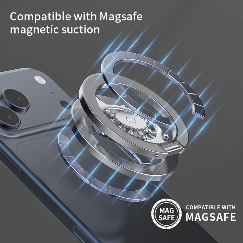 Soporte de Anillo Magnético Giratorio para Teléfono, Soporte de Escritorio de Aleación de Zinc Compatible con MagSafe - Anti-deslumbrante