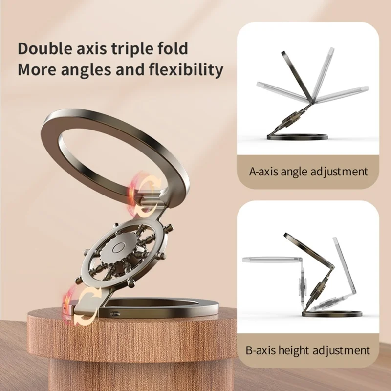 Soporte de Anillo Magnético Giratorio para Teléfono, Soporte de Escritorio de Aleación de Zinc Compatible con MagSafe - Anti-deslumbrante
