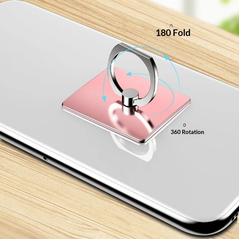 Multifunctional Ring Holder Stand for Phone Desktop Adhesive Metal Finger Grip Kickstand - Silver