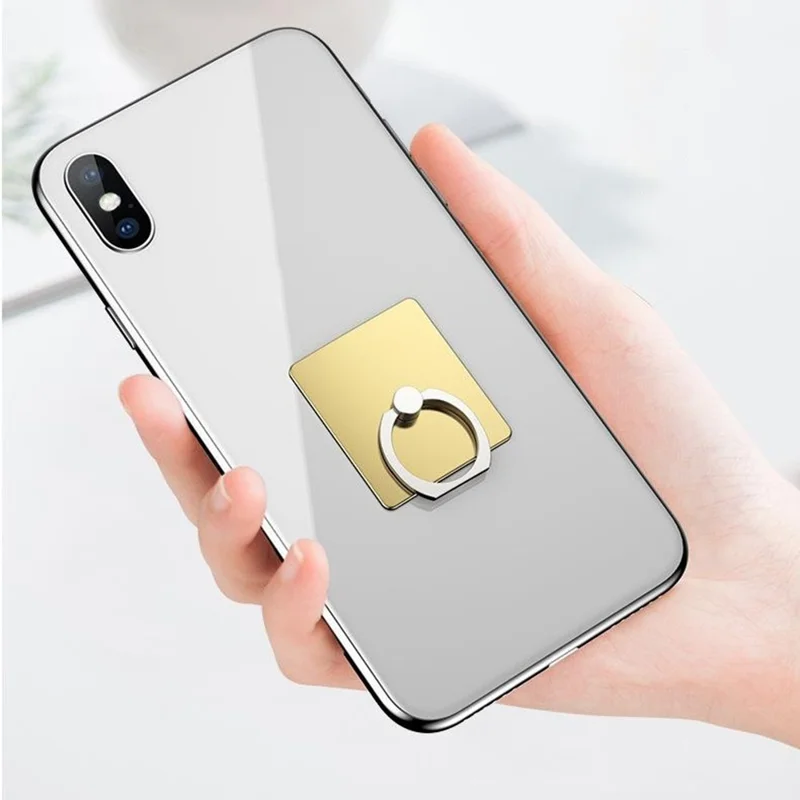 Multifunctional Ring Holder Stand for Phone Desktop Adhesive Metal Finger Grip Kickstand - Silver