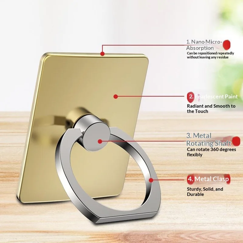 Multifunctional Ring Holder Stand for Phone Desktop Adhesive Metal Finger Grip Kickstand - Silver
