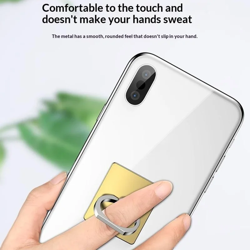 Multifunctional Ring Holder Stand for Phone Desktop Adhesive Metal Finger Grip Kickstand - Silver
