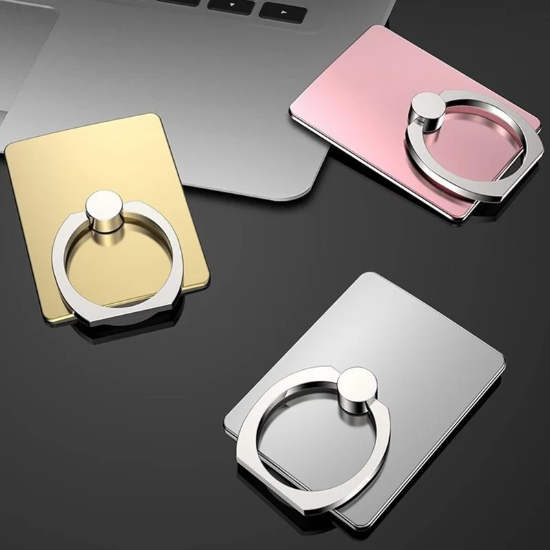 Multifunctional Ring Holder Stand for Phone Desktop Adhesive Metal Finger Grip Kickstand - Silver