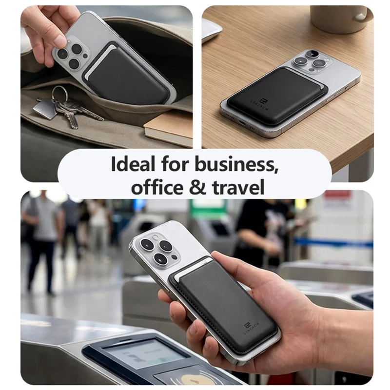 LEREACH LRFP-07 Magnetic Phone Card Holder Stand Secure Phone Wallet - Brown