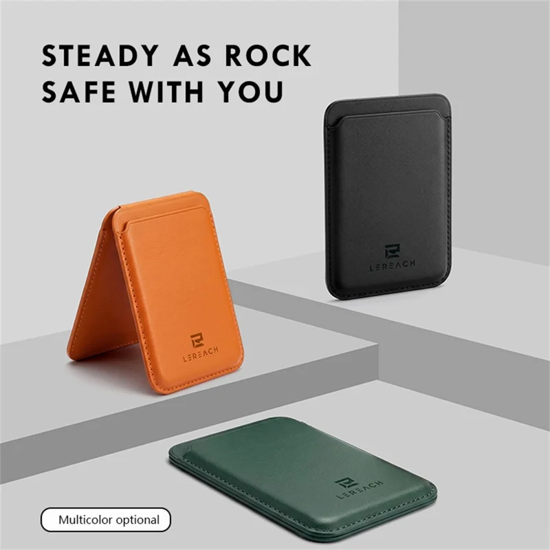 LEREACH LRFP-07 Magnetic Phone Card Holder Stand Secure Phone Wallet - Brown