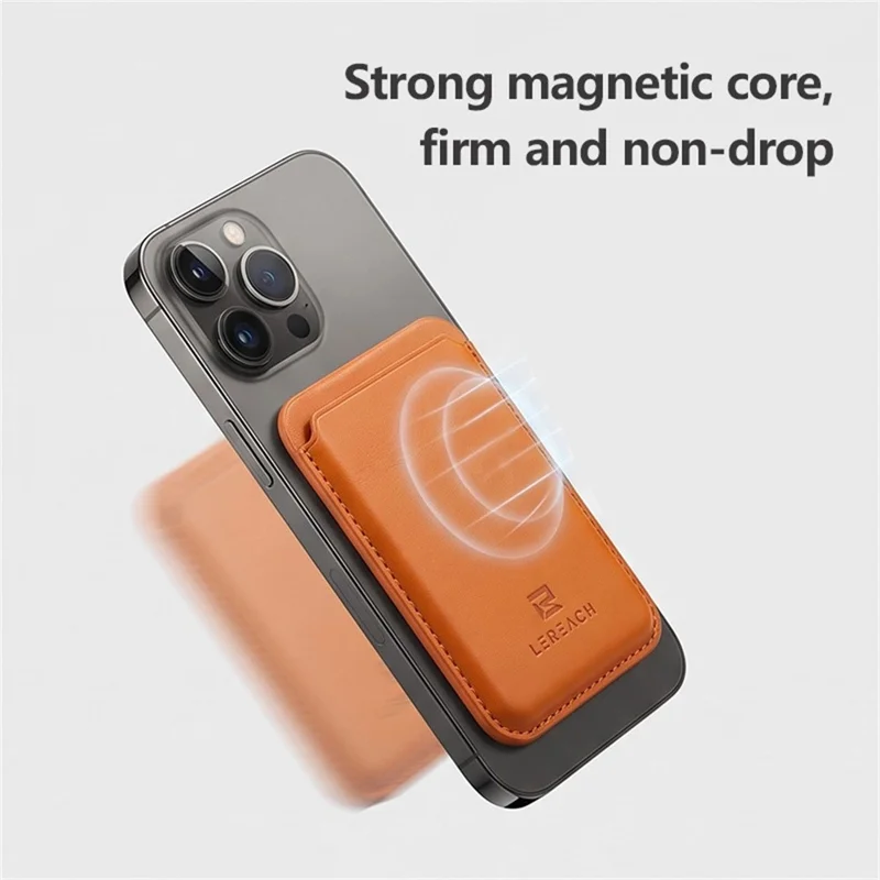 LEREACH LRFP-07 Magnetic Phone Card Holder Stand Secure Phone Wallet - Brown