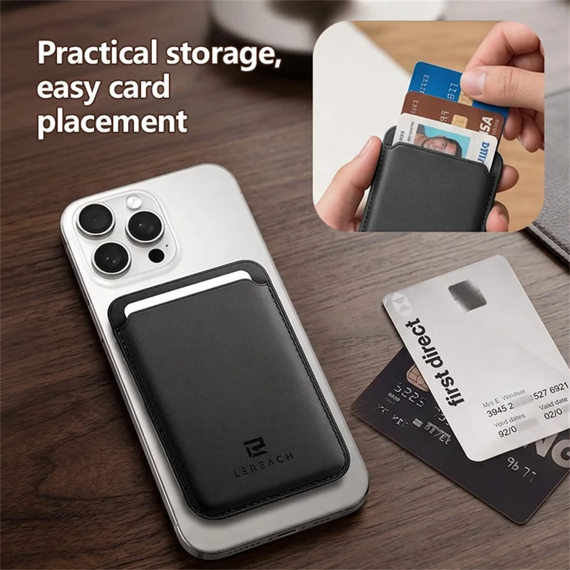 LEREACH LRFP-07 Magnetic Phone Card Holder Stand Secure Phone Wallet - Brown