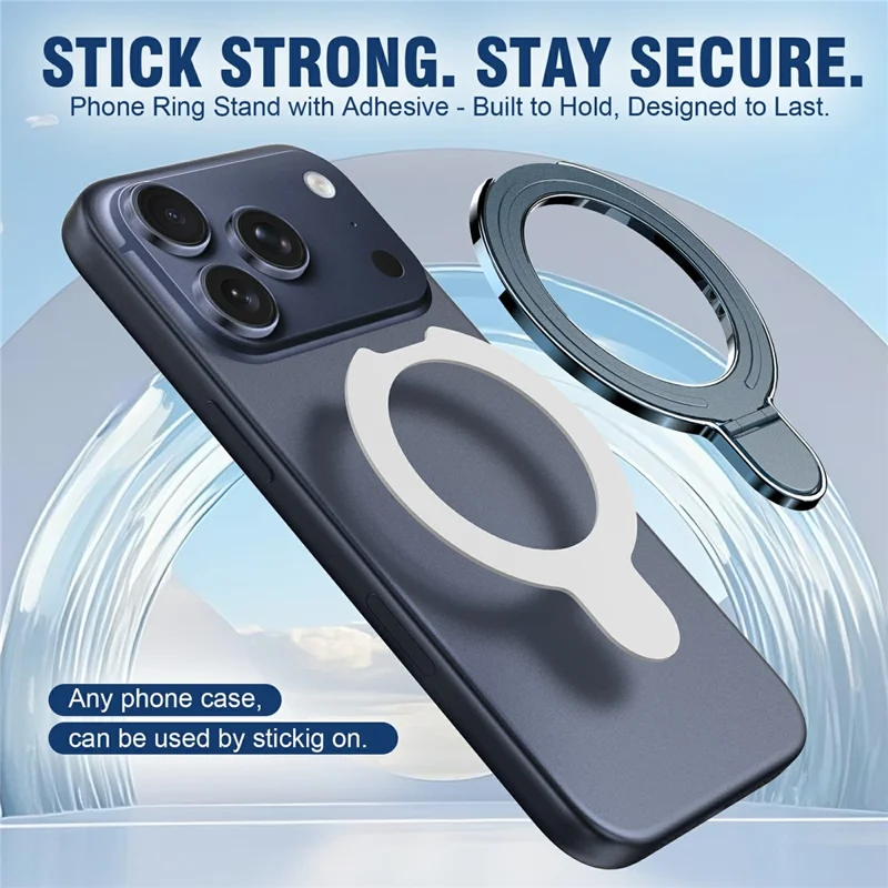Soporte de Anillo para Teléfono Plegable Ajustable con Adhesivo - Azul