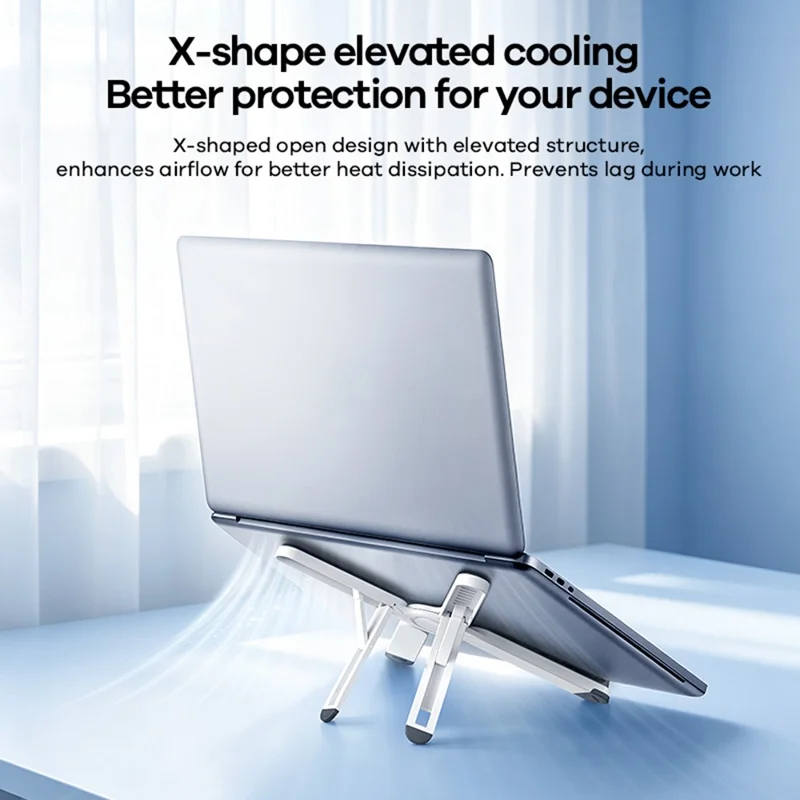 REMAX RM-C39 X-Shaped Laptop Stand for Desk 7-Angle Adjustable Foldable Laptop Riser Holder - White