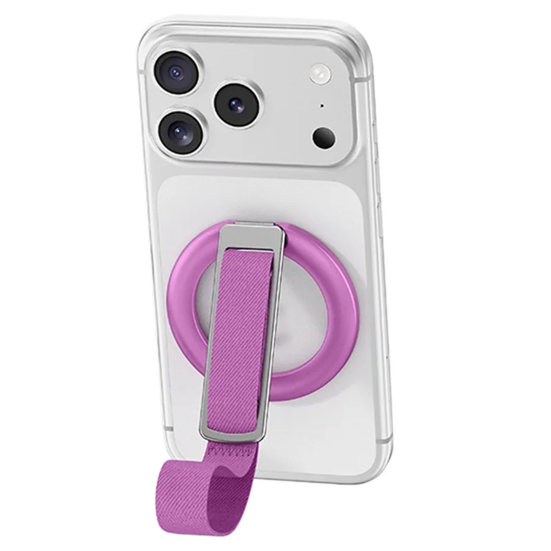 3 in 1 Magnetic Phone Grip Ring Stand for iPhone 12 - 17 Series Woven Strap Kickstand Design - Rose
