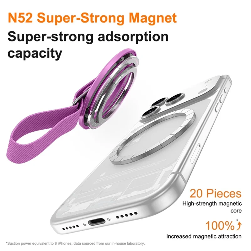 3 in 1 Magnetic Phone Grip Ring Stand for iPhone 12 - 17 Series Woven Strap Kickstand Design - Rose