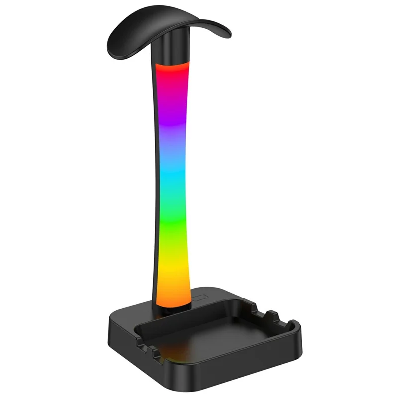 D15 RGB Desk Organizer Headphone Stand Phone Holder with Touch Desk Lamp USB + Type-C Charging Hub for Home Office - Black