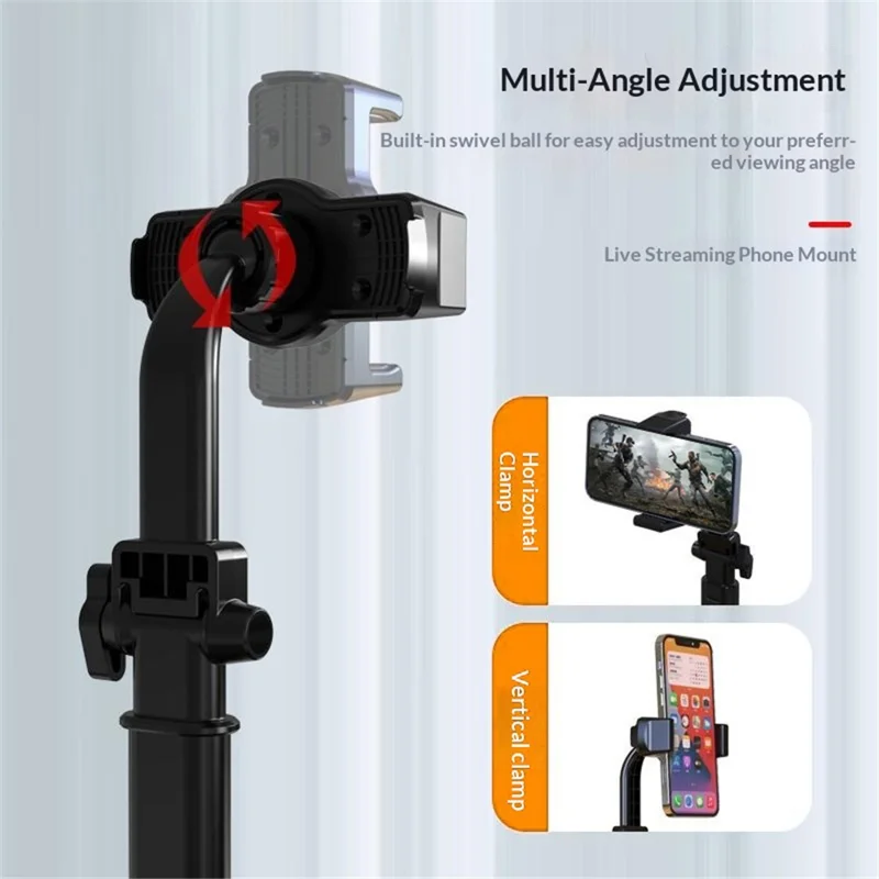 T13-2 Mobile Phone Live Stand Multi-Angle Adjustment Desktop Tripod for Live Streaming - Black