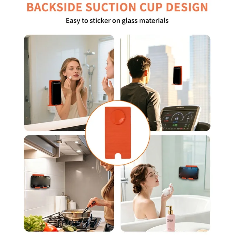 Phone Tablet Stand Flexible Foldable Silicone Suction Cup Adjustable Angle Rollable Holder for Travel Workout Desk - Black