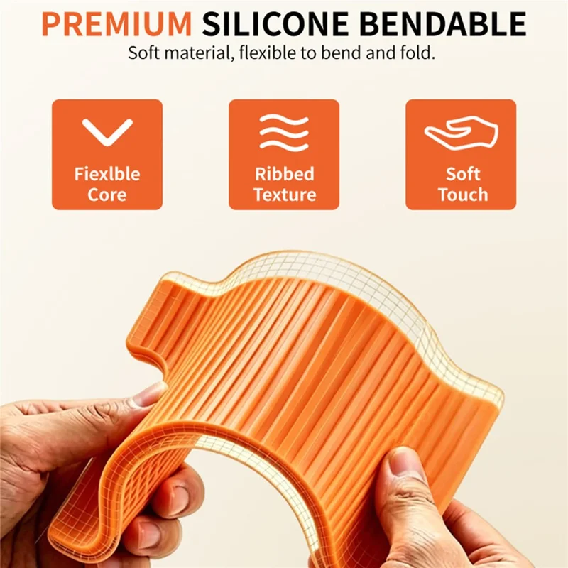 Phone Tablet Stand Flexible Foldable Silicone Suction Cup Adjustable Angle Rollable Holder for Travel Workout Desk - Black