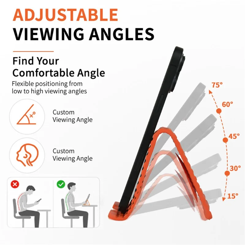Phone Tablet Stand Flexible Foldable Silicone Suction Cup Adjustable Angle Rollable Holder for Travel Workout Desk - Black