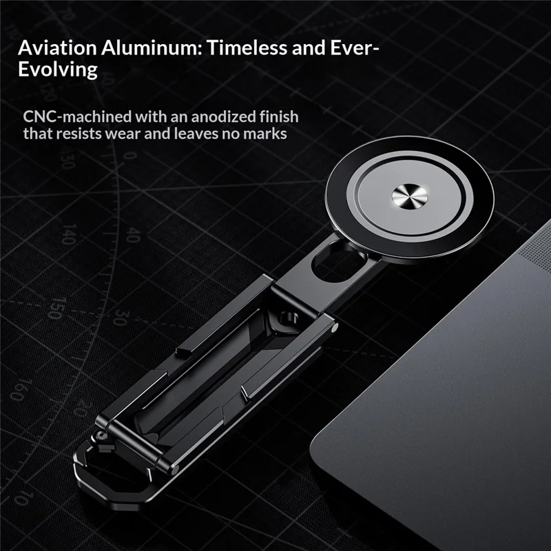 E18 Foldable Magnetic Phone Tripod Stand N52 Magnet 1 / 4-inch Threaded Hole for Live Streaming - Black