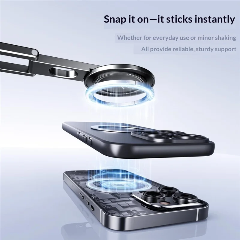 E18 Foldable Magnetic Phone Tripod Stand N52 Magnet 1 / 4-inch Threaded Hole for Live Streaming - Black