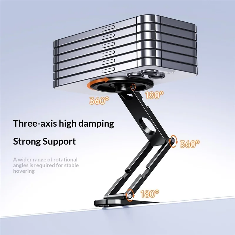 E18 Foldable Magnetic Phone Tripod Stand N52 Magnet 1 / 4-inch Threaded Hole for Live Streaming - Black