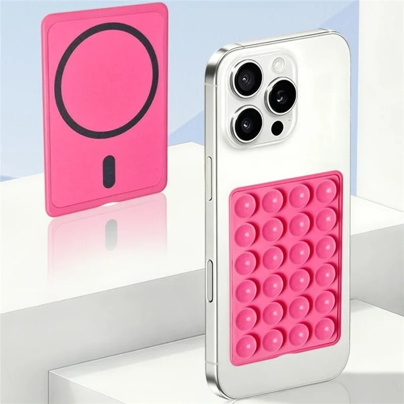 Rectangular Magnetic Phone Back Mount Stand Suction Cup Mobile Phone Holder - White