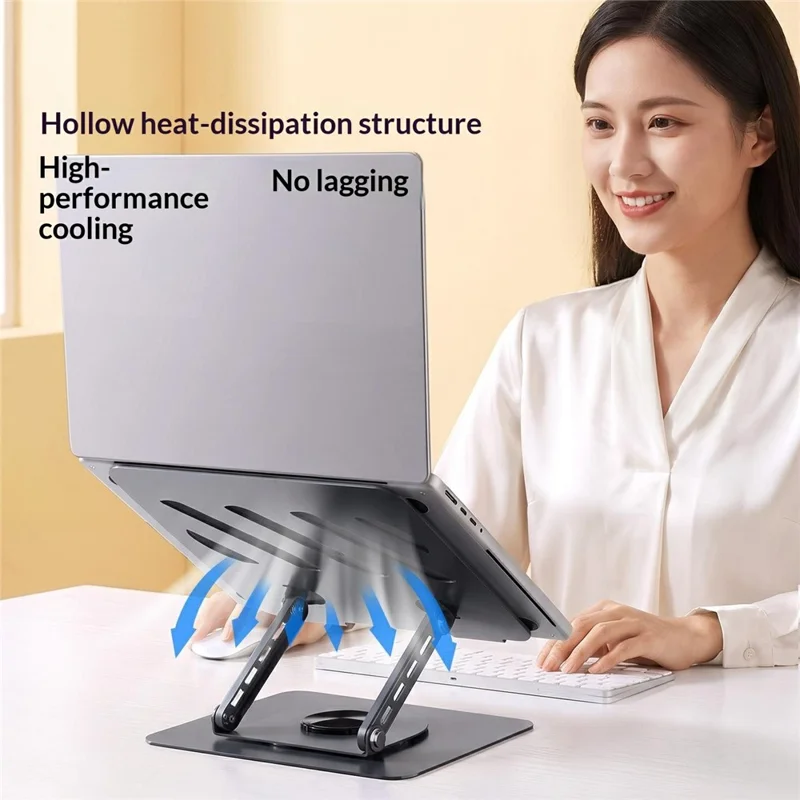 ROCK N50 Foldable Laptop Stand Carbon Steel + Silicone 360 Degree ...