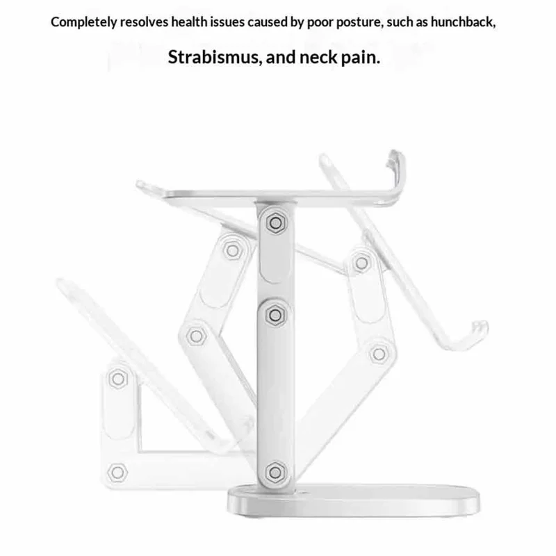 K68 Soporte de Escritorio Plegable para Teléfono, Soporte de Escritorio Ajustable en Altura con Tres Ejes para Transmisión en Vivo - Blanco