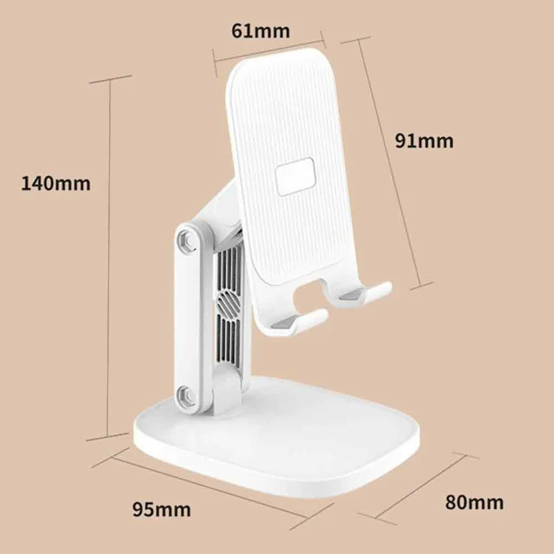 K68 Soporte de Escritorio Plegable para Teléfono, Soporte de Escritorio Ajustable en Altura con Tres Ejes para Transmisión en Vivo - Blanco