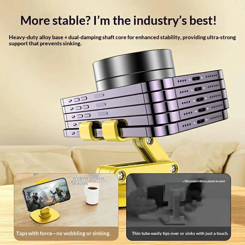 K69 Foldable Desktop Phone Stand Three Axis Adjustable Rotating Tablet Mount for Office and Travel - Black