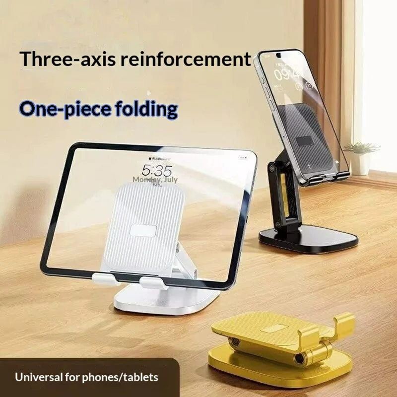 K69 Foldable Desktop Phone Stand Three Axis Adjustable Rotating Tablet Mount for Office and Travel - Black