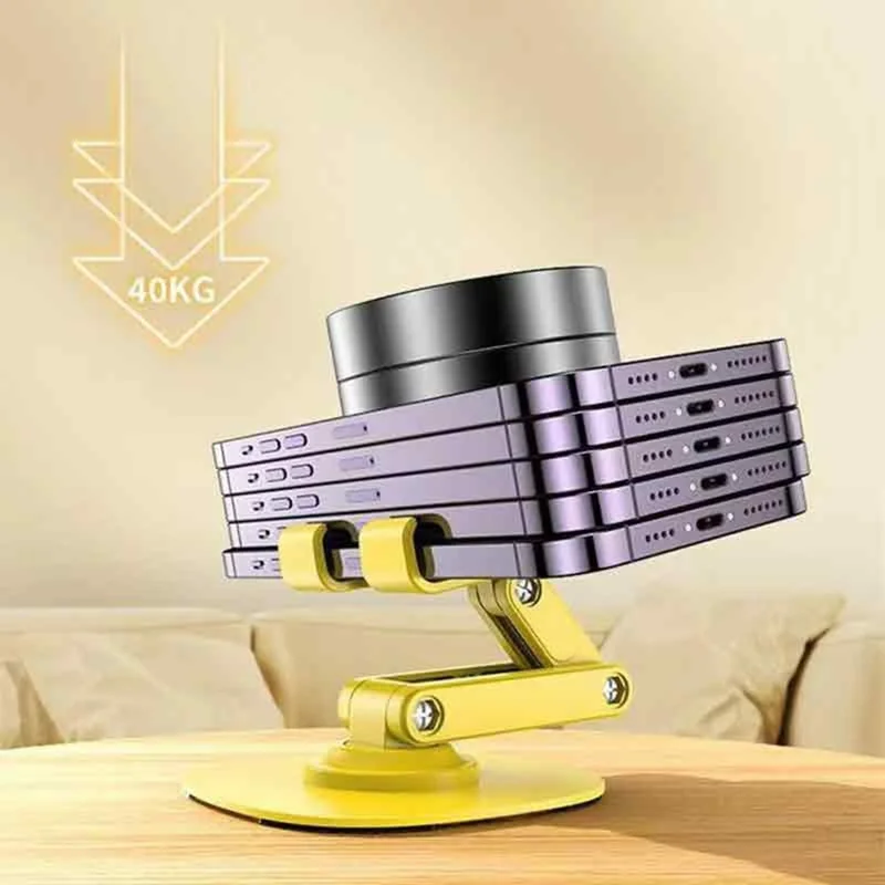 K69 Foldable Desktop Phone Stand Three Axis Adjustable Rotating Tablet Mount for Office and Travel - Black