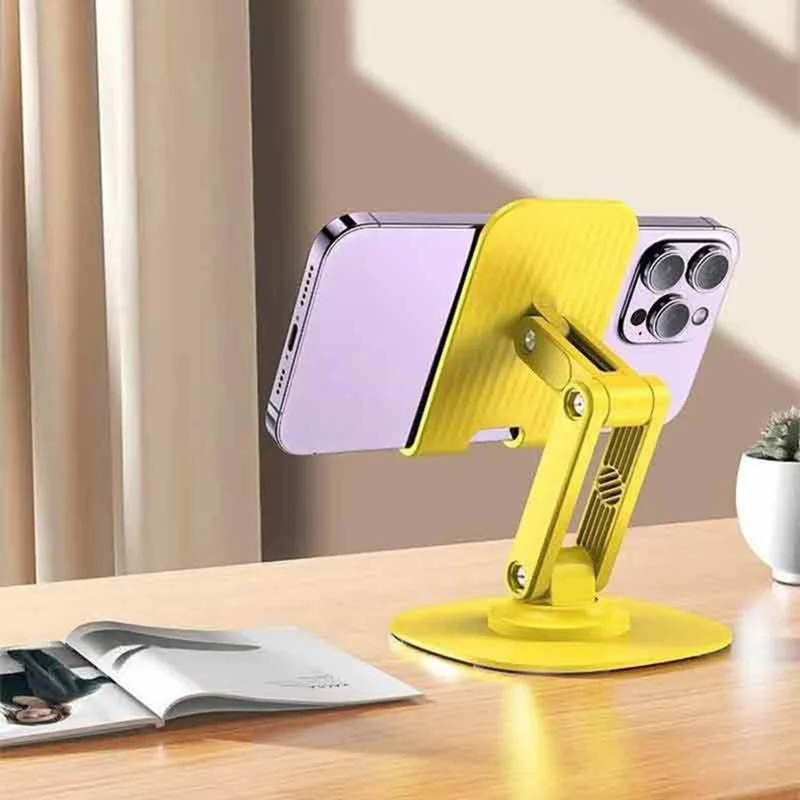 K69 Foldable Desktop Phone Stand Three Axis Adjustable Rotating Tablet Mount for Office and Travel - Black