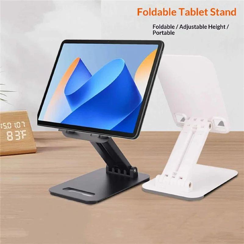K29S Foldable Phone Stand Rotatable Adjustable Height Angle Desktop Tablet Holder for Home and Office - Black