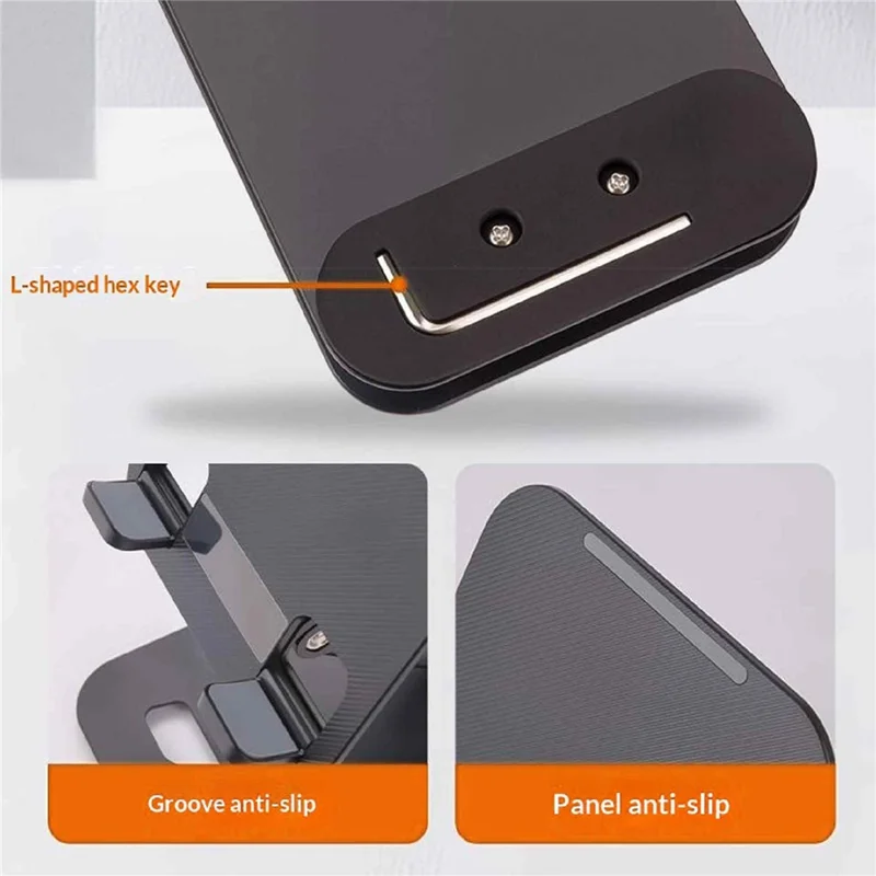 K29S Foldable Phone Stand Rotatable Adjustable Height Angle Desktop Tablet Holder for Home and Office - Black