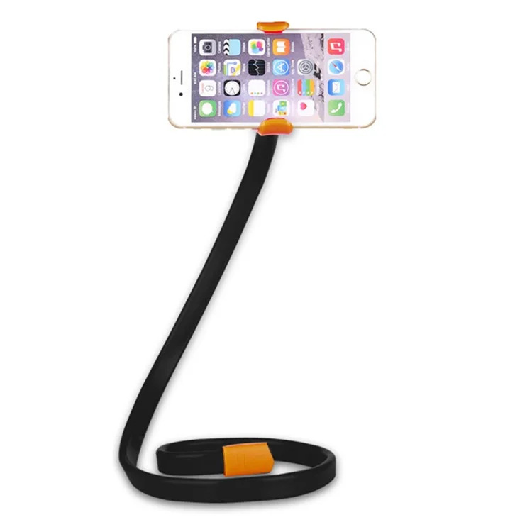 PHOSEAT Flexible Arm Phone Holder Clip Lazy Mobile Phone Bracket for Bed Desk - Orange