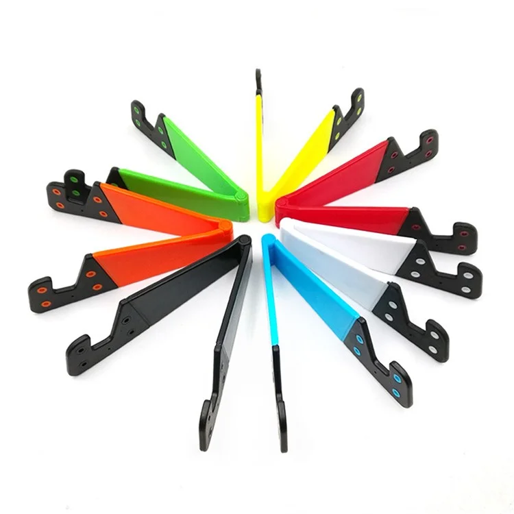 Universal Adjustable V Shape Phone Stand Holder Mini Foldable Bracket for Smartphone - Fluorescent