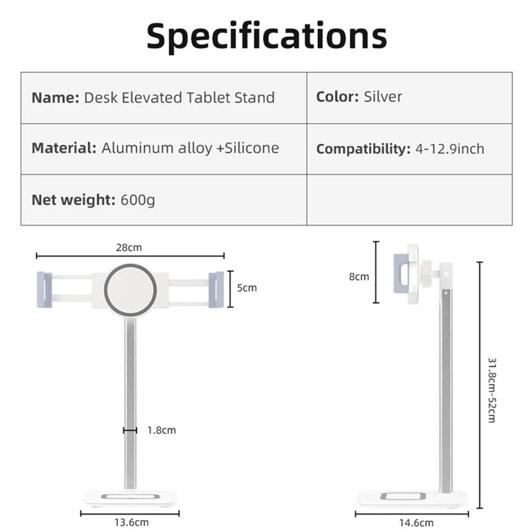 Desktop Mobile Phone Tablet Holder Live Broadcast Bracket Height Adjustable Aluminum Alloy Stand