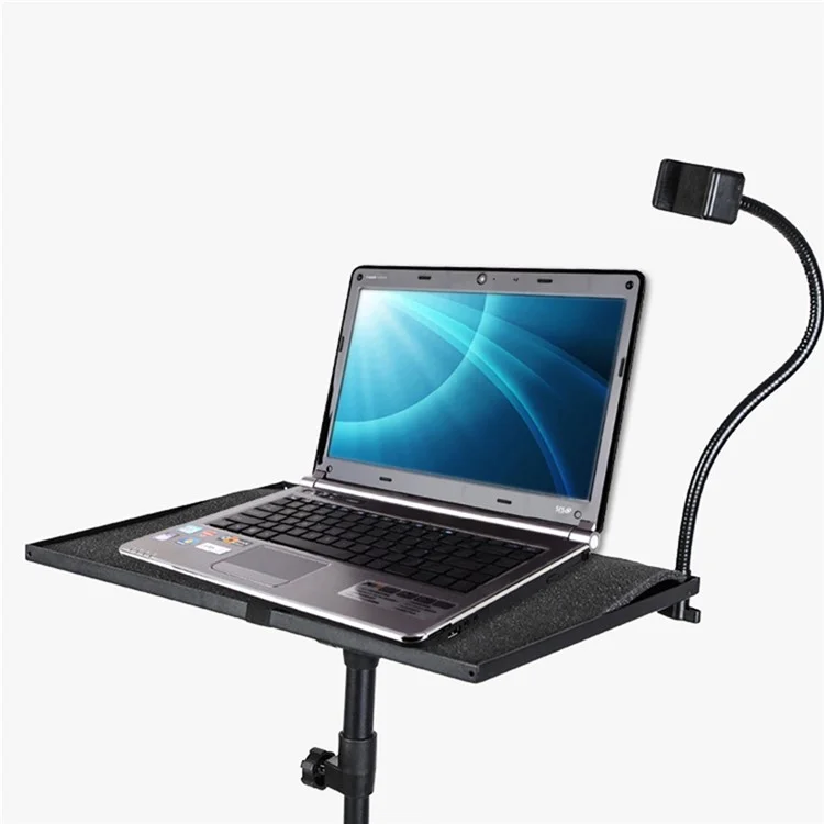 JYX- 509 Support de projecteur pliable à conception de plateau télescopique, support de sol réglable en hauteur avec clip pour téléphone