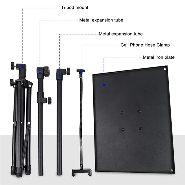 JYX- 509 Support de projecteur pliable à conception de plateau télescopique, support de sol réglable en hauteur avec clip pour téléphone