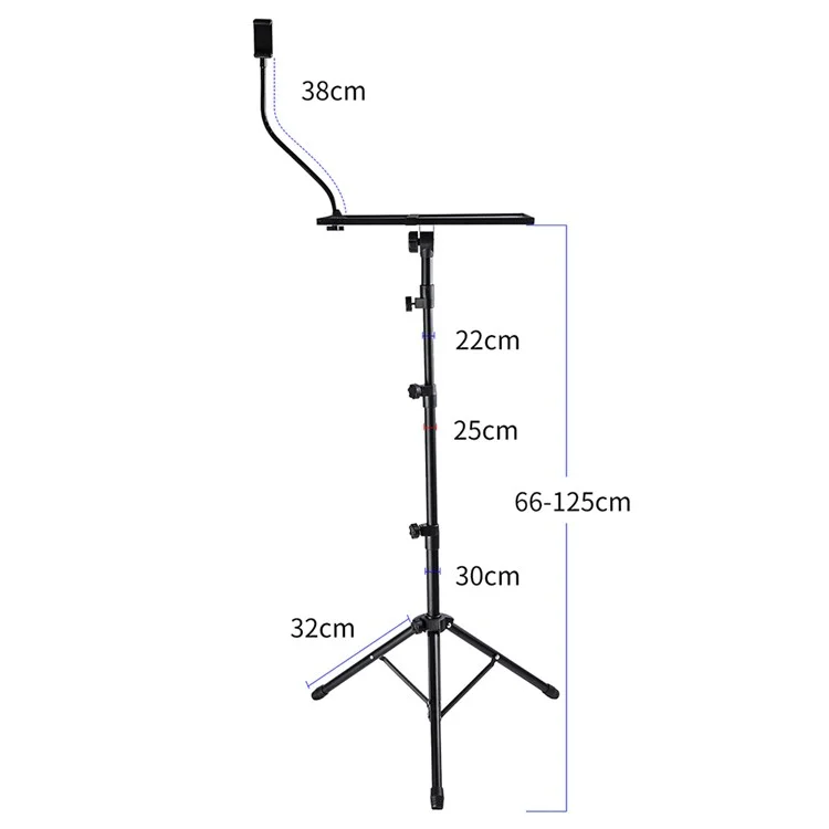 JYX- 509 Support de projecteur pliable à conception de plateau télescopique, support de sol réglable en hauteur avec clip pour téléphone