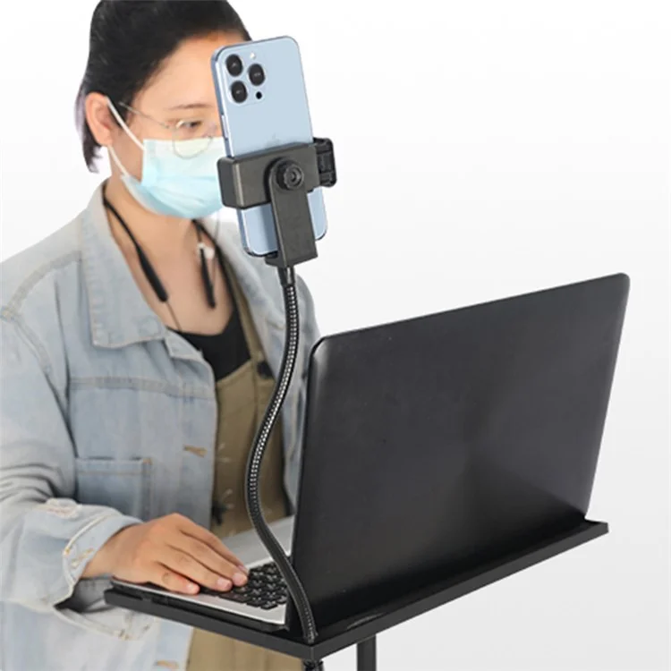 JYX-560 Laptop Metal Tripod Stand Adjustable Floor Holder with Flexible Phone Clamp for Projector Speaker
