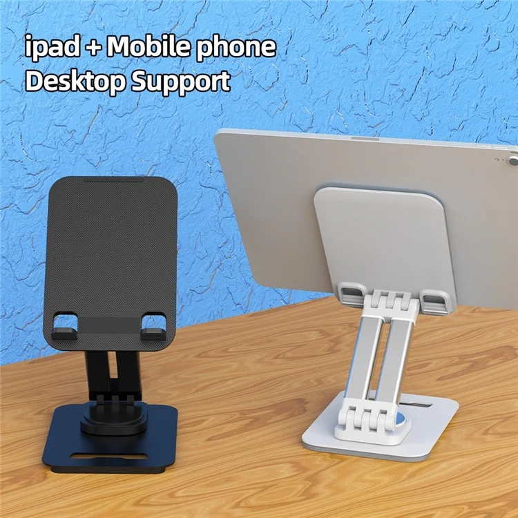 360-Degree Folding Phone Stand Non-Slip Portable Desk Rack Adjustable Phone Holder for iPhone / Samsung / Huawei - Black