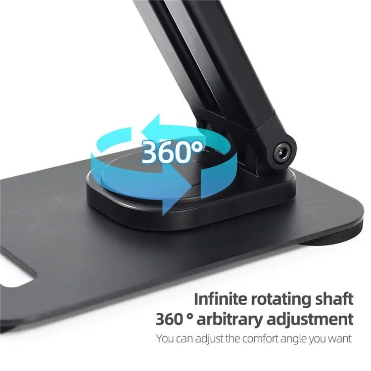 360-Degree Folding Phone Stand Non-Slip Portable Desk Rack Adjustable Phone Holder for iPhone / Samsung / Huawei - Black