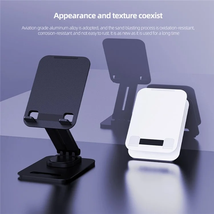 360-Degree Folding Phone Stand Non-Slip Portable Desk Rack Adjustable Phone Holder for iPhone / Samsung / Huawei - Black