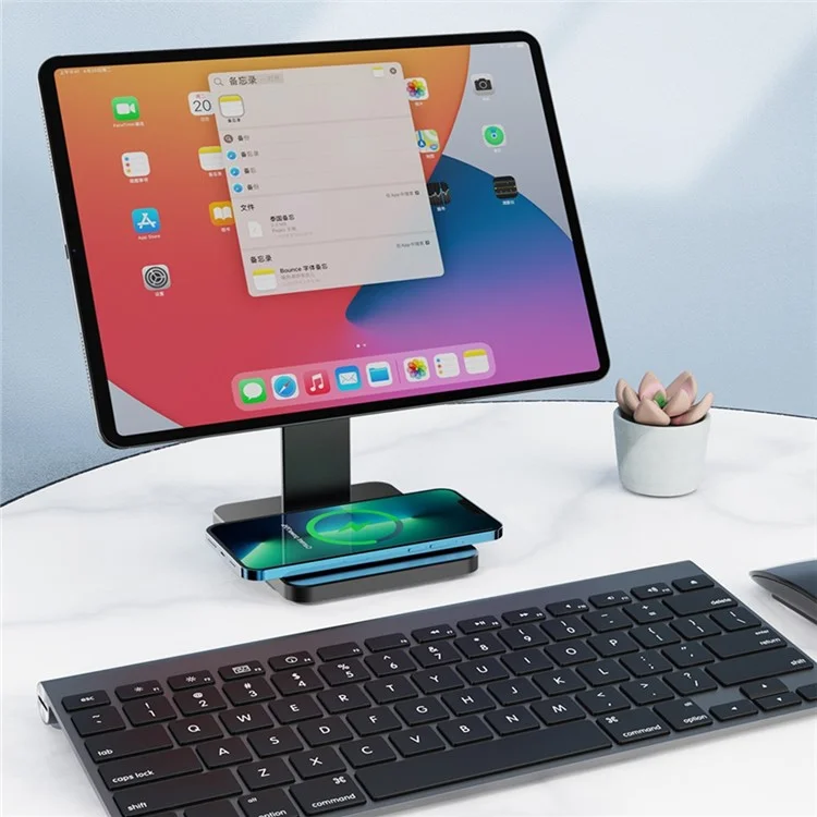 For iPad Pro 11 inch  / Pro 12.9 inch Folding Magnetic Tablet Stand Support for iPhone  /  AirPods Wireless Charging, Detachable Desktop Tablet Holder