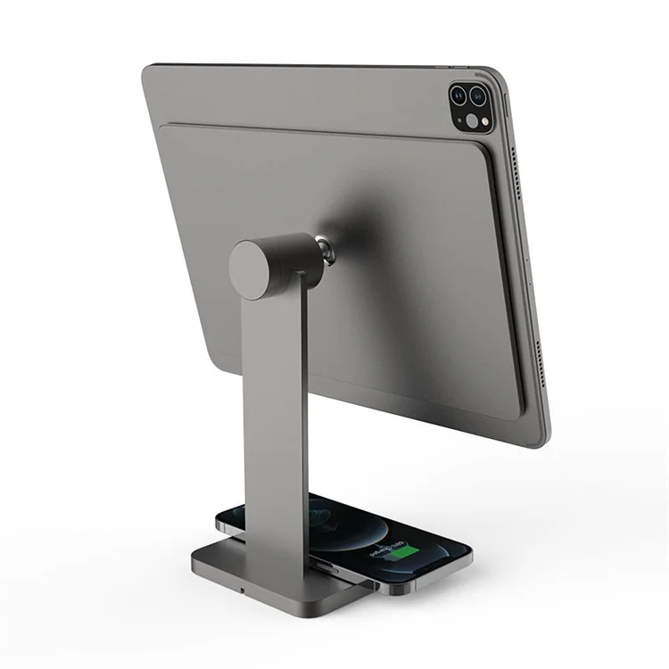 For iPad Pro 11 inch  / Pro 12.9 inch Folding Magnetic Tablet Stand Support for iPhone  /  AirPods Wireless Charging, Detachable Desktop Tablet Holder